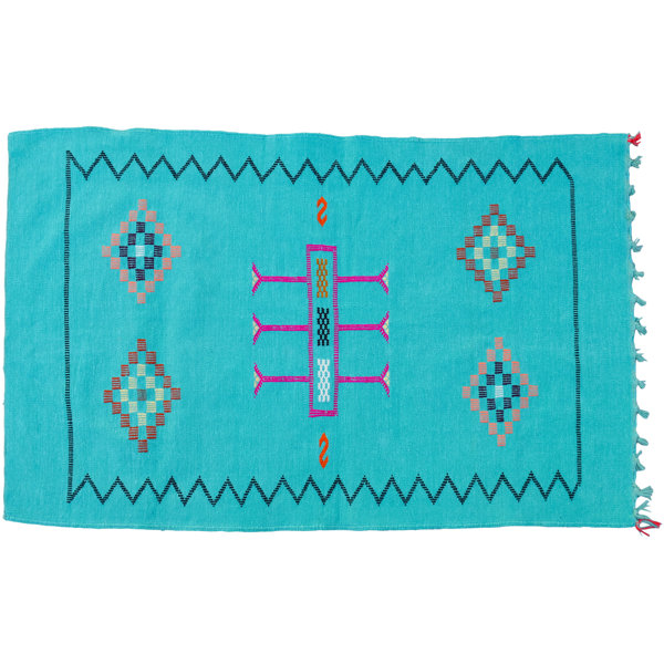 The Moroccan Room Handmade Flatweave Blue/Pink Rug Wayfair Canada